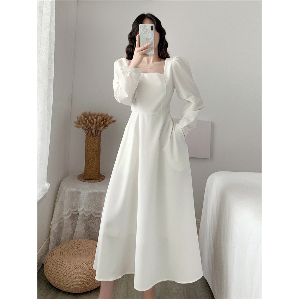 [Mã FATHANG5 giảm 10K đơn 50K] [ẢNH THẬT] - Váy ulzzang tiểu thư tay dài vintage phong cách retro- M12 - jannahouse