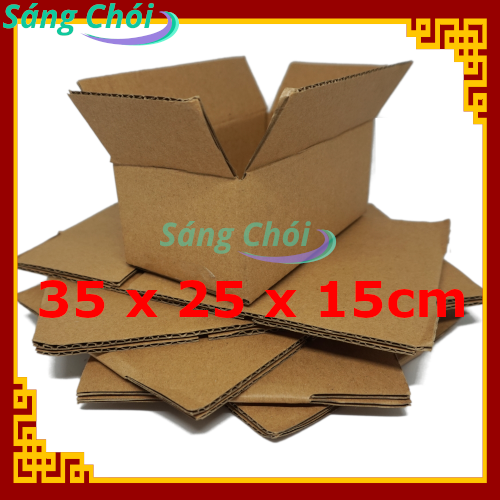 [35 x 25 x 15 cm] 10 Hộp Giấy Carton Đóng Gói Hàng Cao Cấp Dày Sóng B 3 Lớp Thùng Giấy Gói Hàng - 35x25x15 35x25x15cm