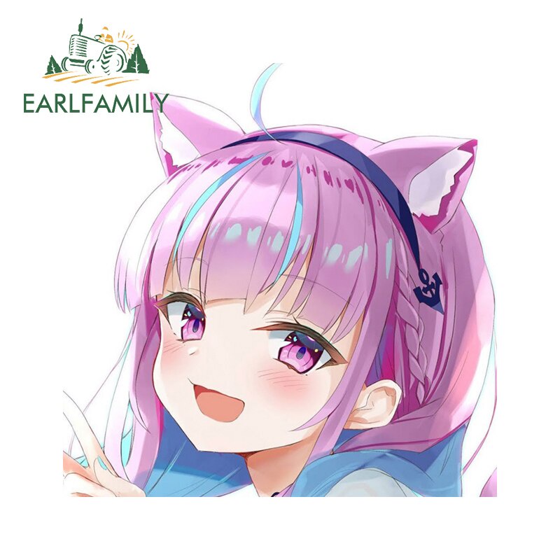 Sticker Vinyl Dán Xe Hơi Chống Trầy Xước Họa Tiết Hoạt Hình Hololive Minato Aqua Neko