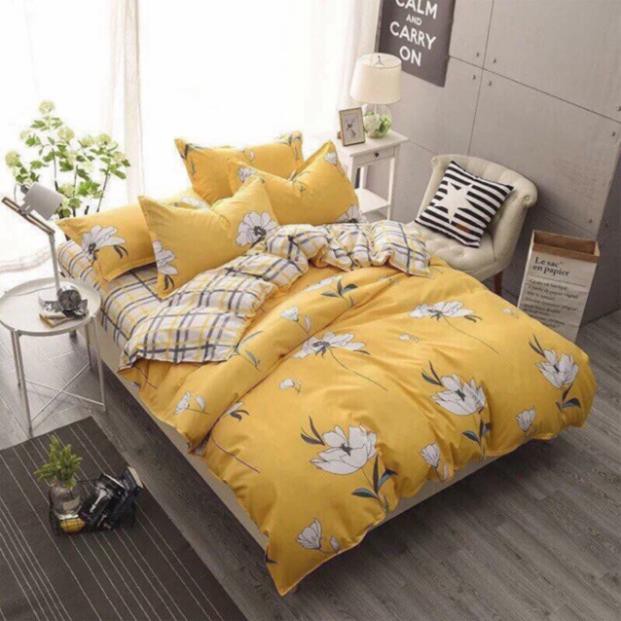 Bộ Drap & Chăn Phao Cotton Poly Hoa Cúc Vàng 2020 ( Ưu Đãi Quà Tặng )