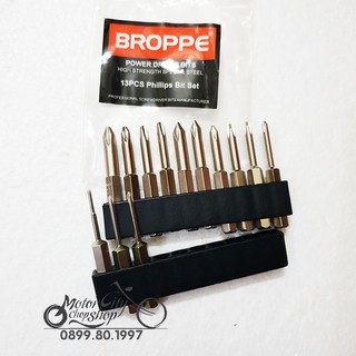 Bộ 13 mũi tô vít 4 cạnh chuôi lục giác dài 50mm cho khoan pin, điện hãng Broppe