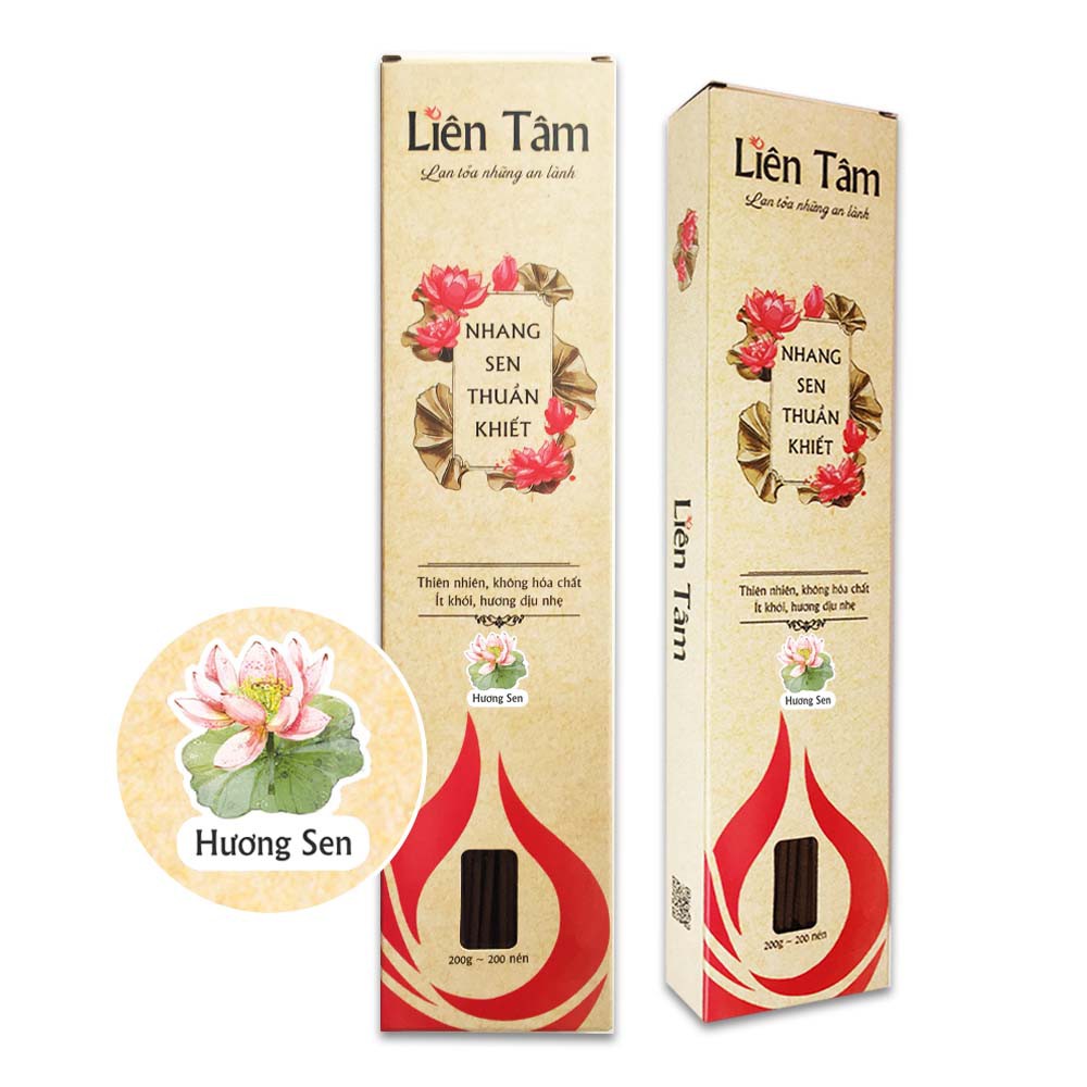 Combo 02 Hộp nhang sạch từ sen LIÊN TÂM (30cm) - Hương Sen và Hương Tràm - 200 cây/hộp - An toàn với da, mắt, phổi