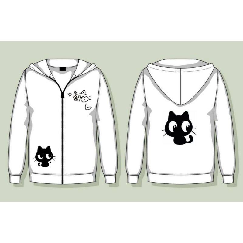 Áo Hoodie Mèo - Bản Màu Trắng