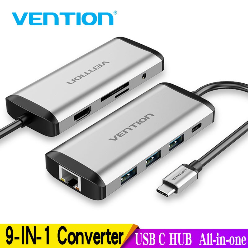 Vention Hub Chuyển Đổi Từ Type-C Sang 4k Hdmi Rj45 Vga Usb 3.0 Hub Cho Macbook Pro Huawei Mate 30 Usb-C 3.1