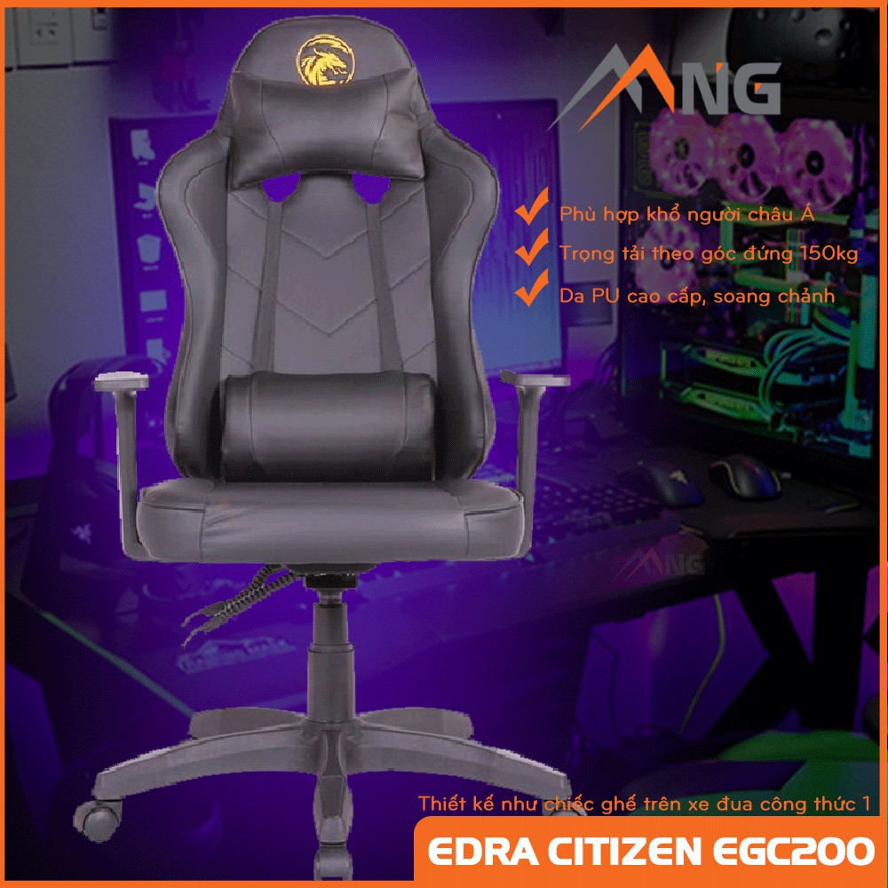 Ghế Chơi Game EDra Citizen EGC200 màu đen, màu trắng, màu đỏ, màu hồng màu xanh, ngả 180 độ Chính Hãng Bảo Hành 12 Tháng