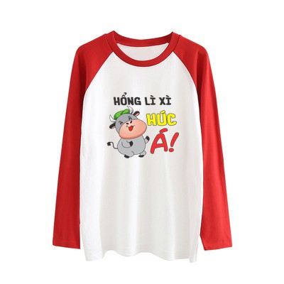 Áo thun dài tay raglan nam nữ unissex thiết kế cổ tròn basic in hình tết 2021 | BigBuy360 - bigbuy360.vn