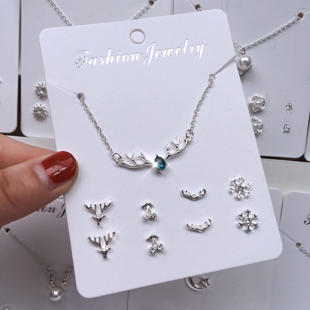Set Vòng cổ Và Đôi Khuyên Tai Phong Cách Hàn Quốc Thanh Lịch Dành Cho Nữ