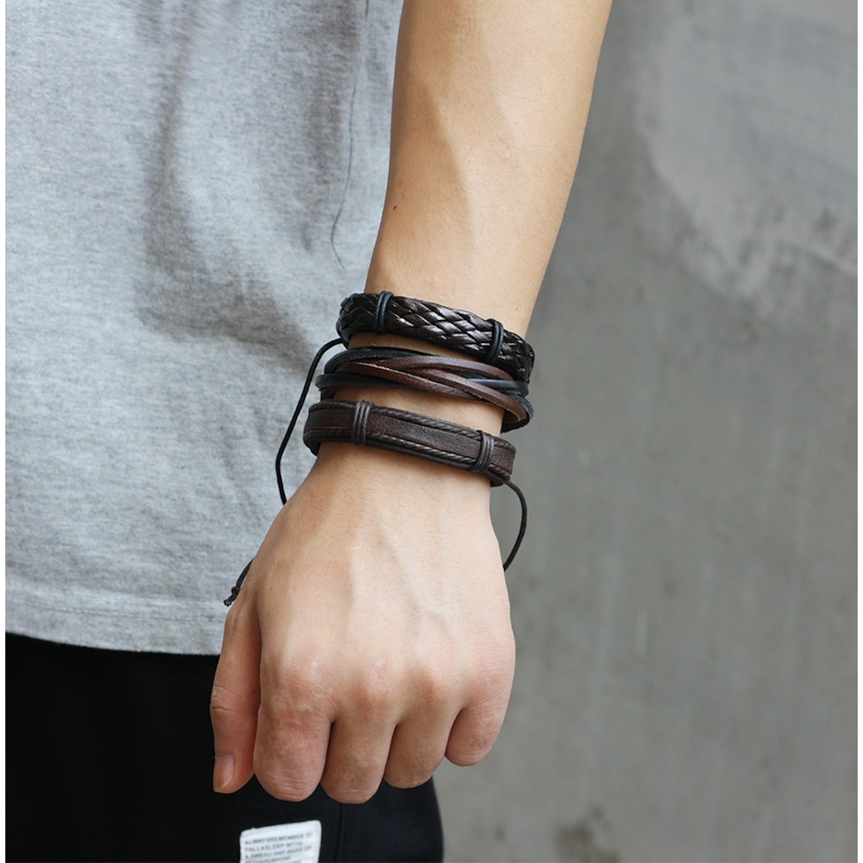 Combo 6 vòng tay nam nữ da handmade A3, Bảo Bảo Store
