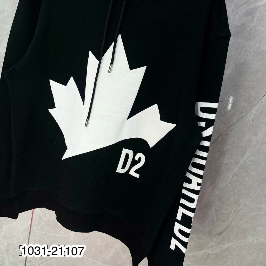 Áo Hoodie Nam Dsquared2 Họa Tiết Hình In Chiếc Lá Và Chữ Dọc Tay - Áo Nỉ Hoodie Unisex Nam Nữ Cao Cấp DT FASHION MENWEAR
