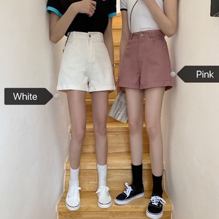 Quần short jeans lưng cao ống rộng cá tính cho nữ