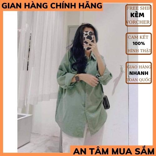 Áo sơ mi trơn unisex 🍀Form rộng trơn Basic Unisex dài tay Kiểu áo sơ mi nữ Bigsize suông XƯỞNG MAY TIT COJ 2
