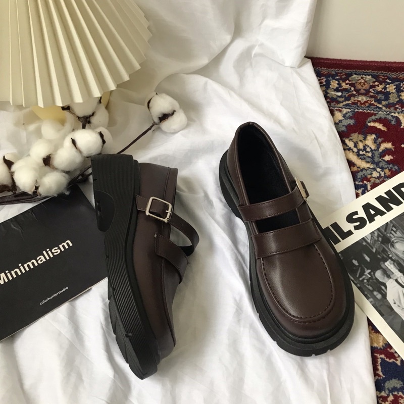 Giày loafer búp bê có quai Yannie Lolita vintage cổ điển