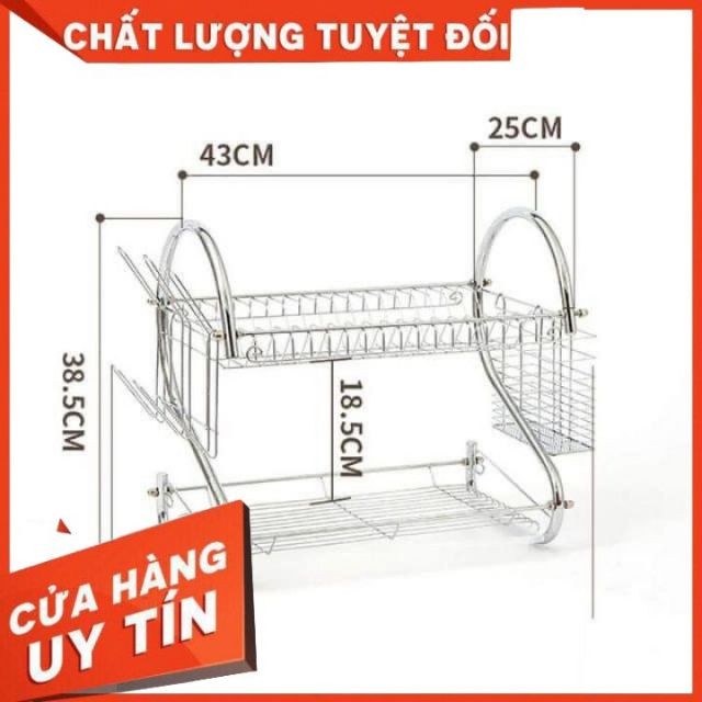 KỆ ÚP CHÉN BÁT INOX 2 TẦNG TẶNG KÈM ỐNG ĐŨA l GIÁ ÚP BÁT ĐĨA INOX 2 TẦNG CÓ KHAY ĐỰNG CỐC, MUỖNG DĨA, DAO