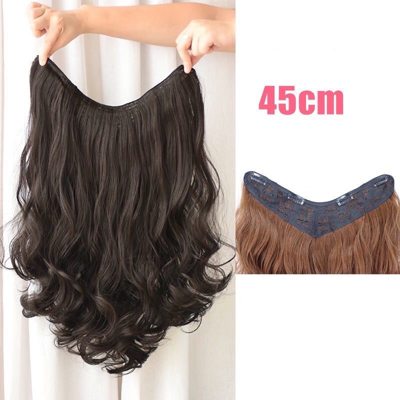 Tóc giả kẹp xoăn dải 4 phím, tóc giả nữ dạng xoăn dài