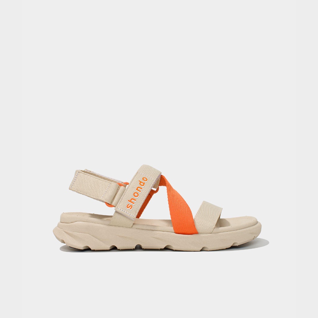 Giày Shondo Sandals F6 sport đế be phối quai cam F6S2580