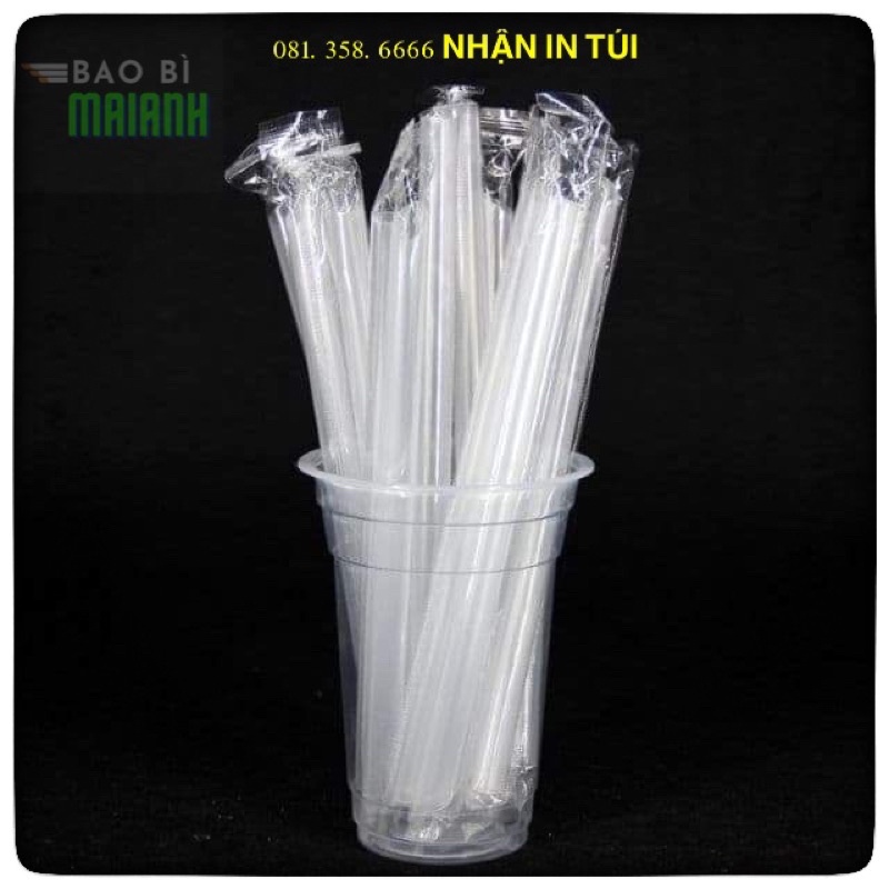 💥1KG ỐNG HÚT TRÀ SỮA💥Mầu trắng, có màng bọc từng chiếc