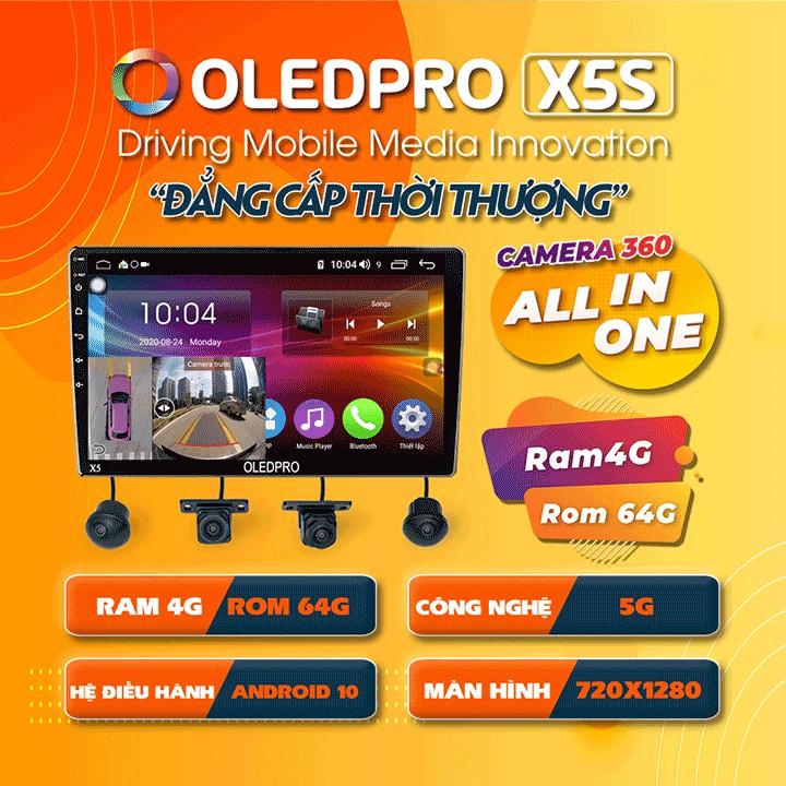 Màn hình DVD Android tích hợp camera 360 OledPro X5s new cho xe Suzuki