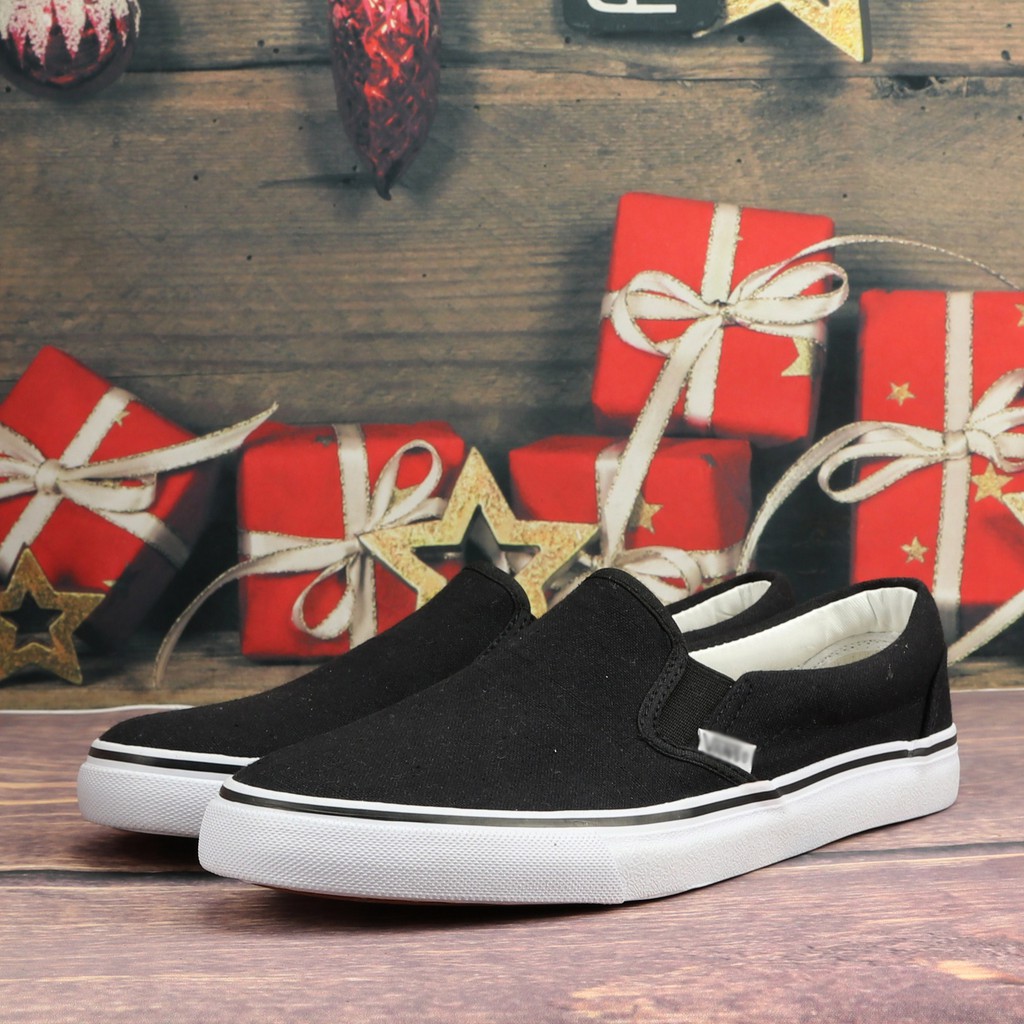 Giày Vns Lười Màu Đen Đế trắng Nam