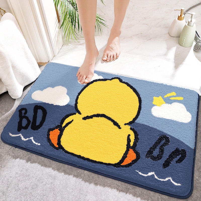 Thảm lót cửa chùi chân Thấm Hút Nước Họa Tiết Hoạt Hình Dễ Thương