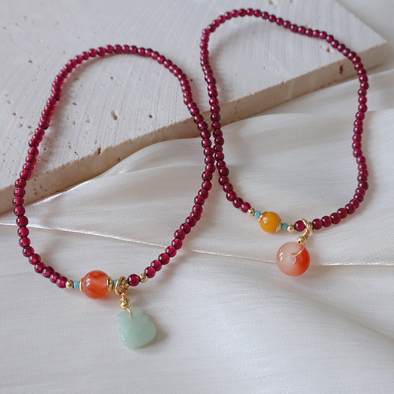 [Hàng Mới Về] Lắc Chân Dạng Treo Hạt Garnet Nhỏ Nhắn Phong Cách Thương Hiệu Thời Trang Cho Nữ