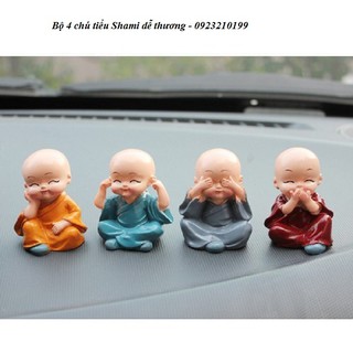 Bộ 4 chú tiểu trang trí ô tô, bàn làm việc