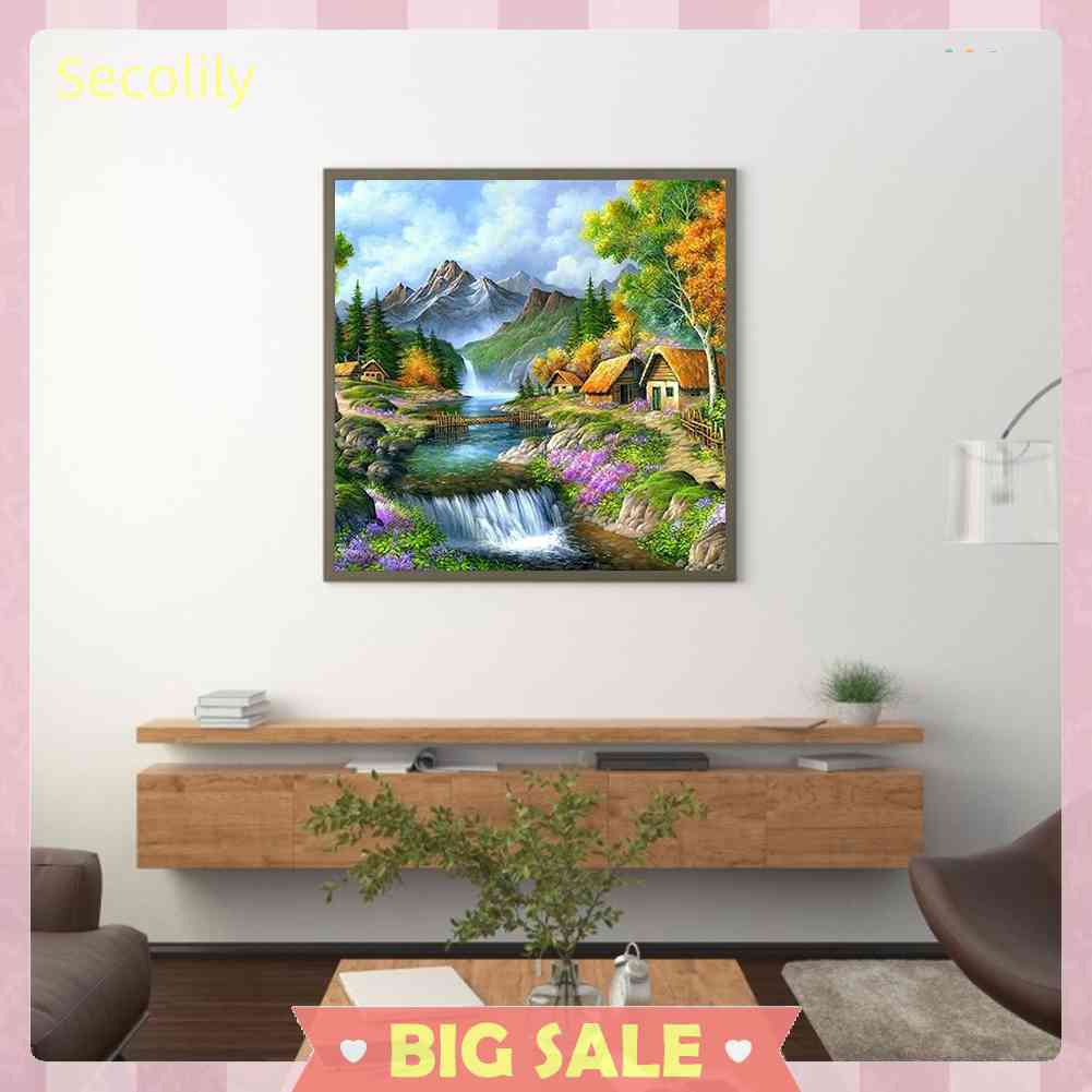 Bộ Tranh Thêu Chữ Thập DIY Hình Làng Núi 11CT