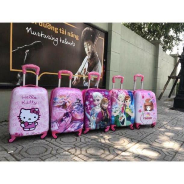 Vali Kéo Hello Kitty Đơn Màu Hồng Dễ Thương size 18