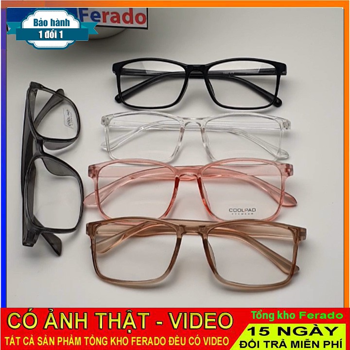 Gọng kính mắt vuông đeo đi đường chống bụi thay mắt cận chất liệu nhựa dẻo thời trang nữ