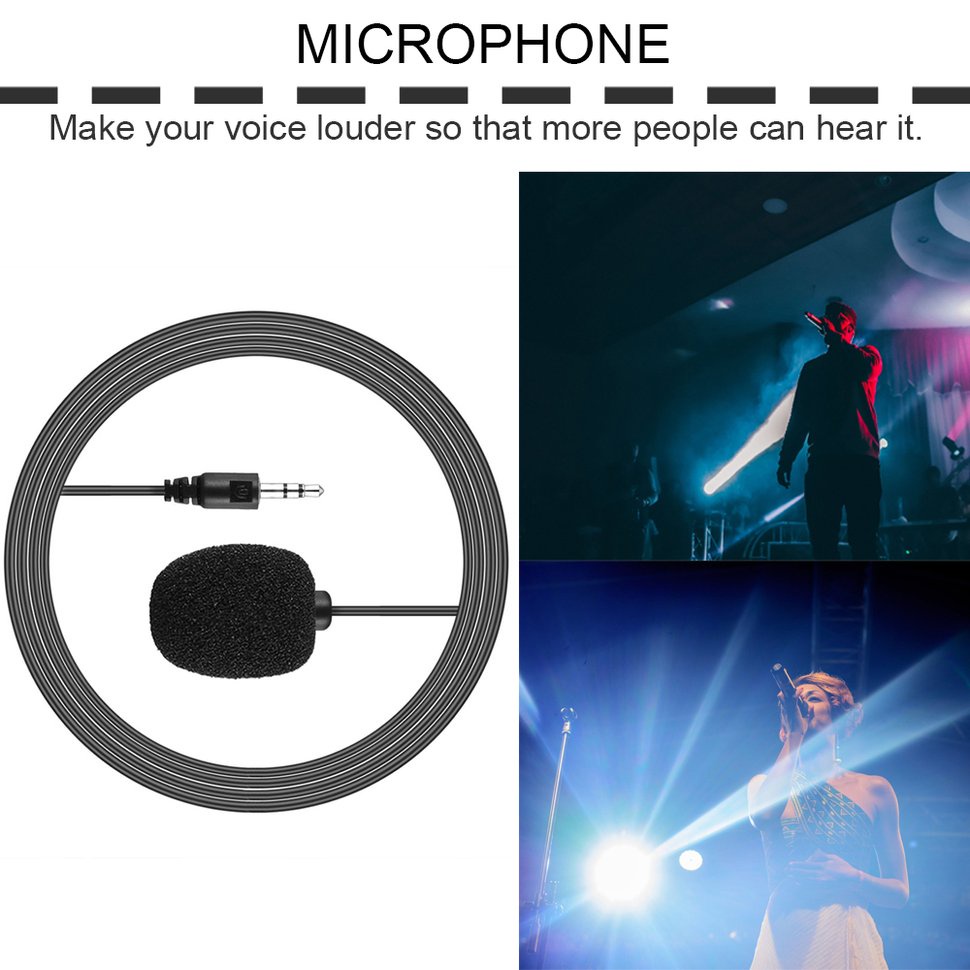 【SUN】Portable Size External 3.5mm Clip-on Lapel Lavalier Microphone For PC Laptop