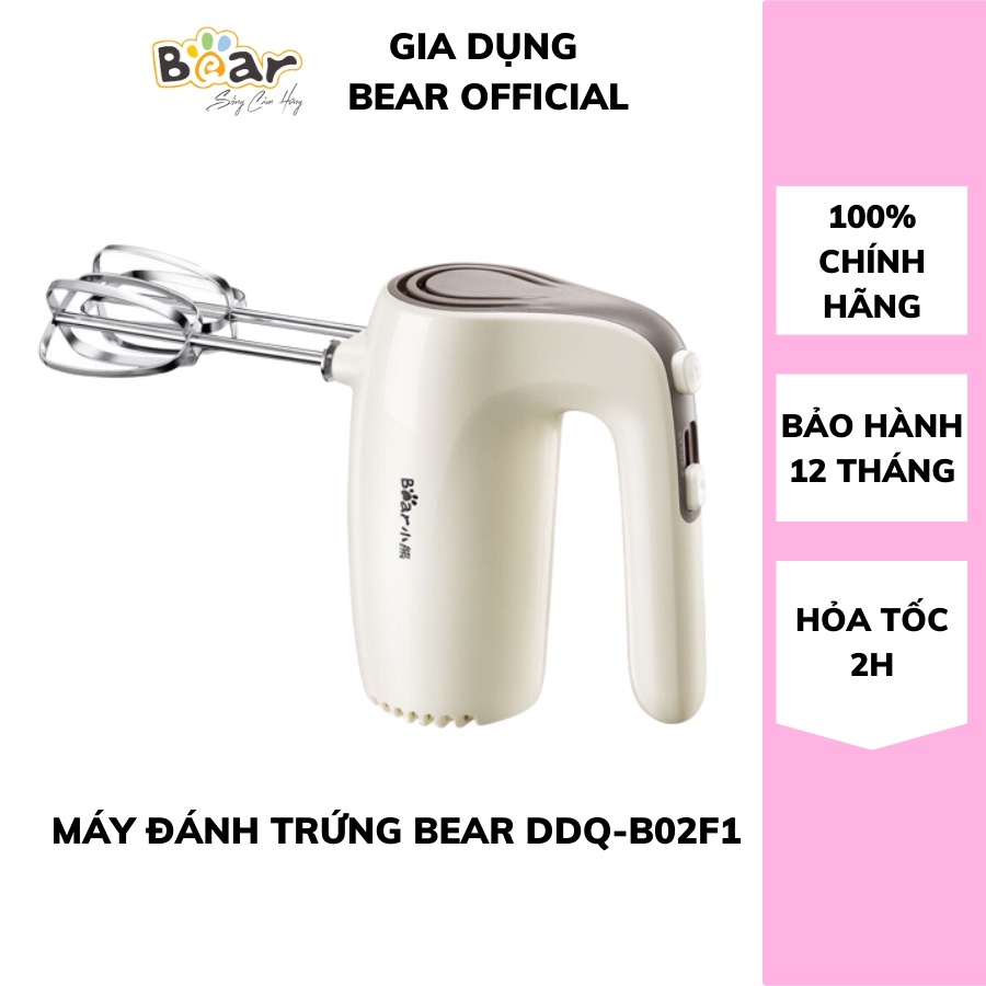 Máy đánh trứng cầm tay đánh kem, bột, bơ, tạo bọt sữa, đánh nước sốt, nước tương mini Bear DDQ-B02F1, Bảo hành 12th