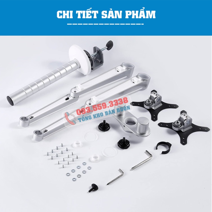Giá Treo Hai Màn Hình Gắn Bàn 17 - 27 Inch - Hợp Kim Nhôm Cao Cấp - Tay Treo Đỡ 2 Màn Hình Model OA - 4S