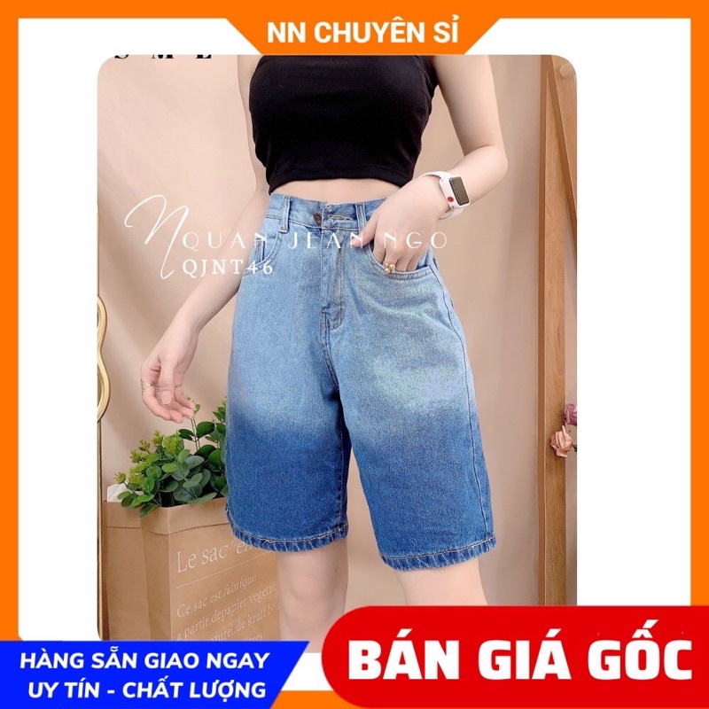 Quần lửng nữ chất jean Quần jean ngố nữ loang màu dễ thương N46