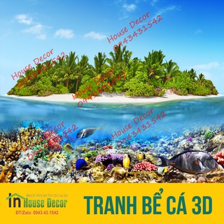 Tranh 3D dán bể cá (kt 50x40,60x40,80x50;90x50;100x50;100x60;120x60cm) - phù hợp với bể thủy sinh, cá vàng, cá Koi