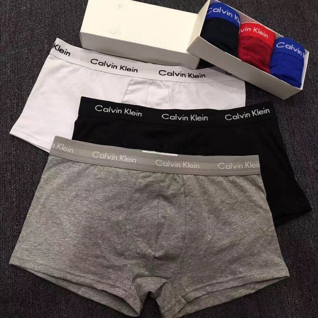 [ GIÁ HỦY DIỆT ] Quần lót quần sịp nam quần boxer cotton co giãn 4 màu : Đen - Trắng - Ghi - Đỏ - cạp chữ dệt