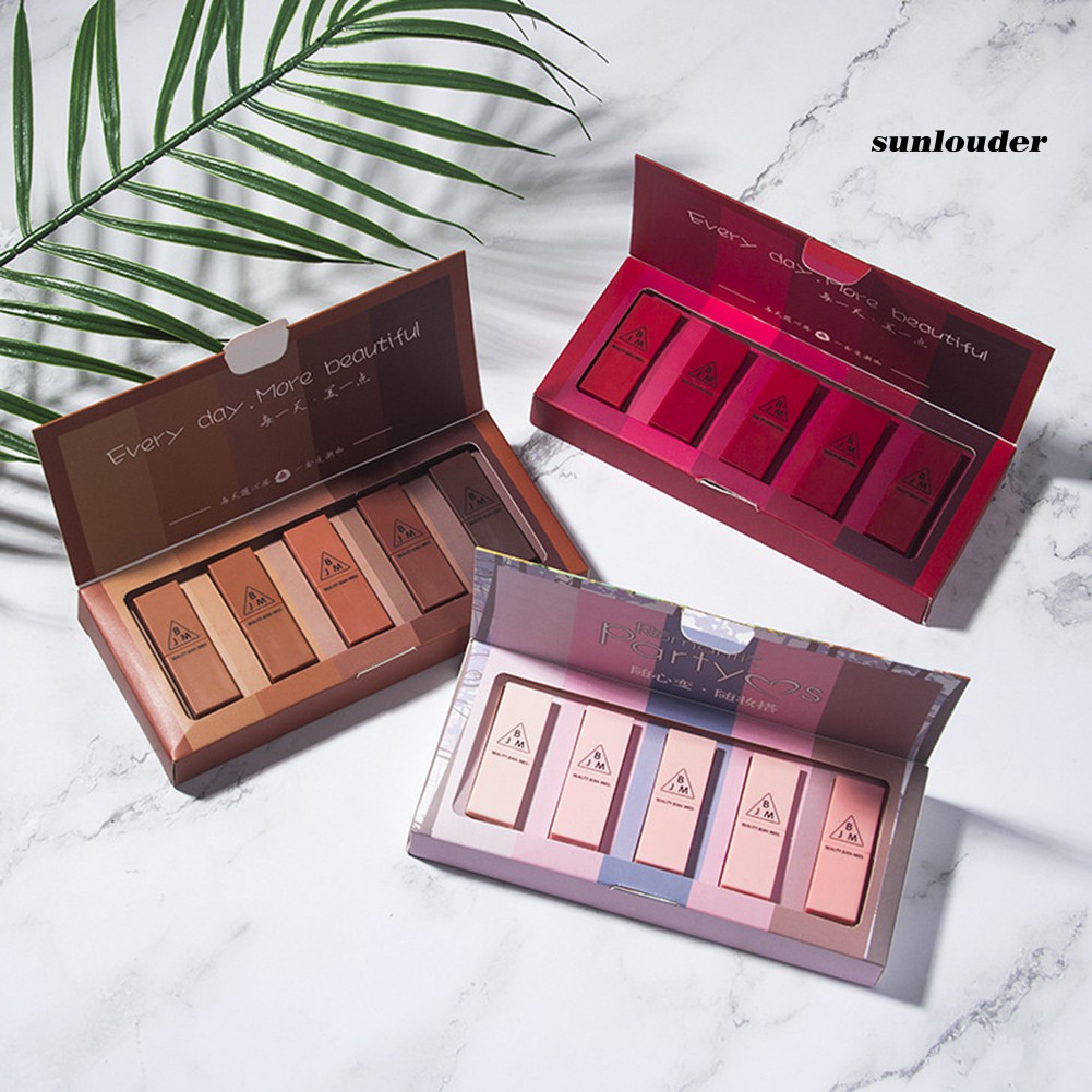 (Hàng Mới Về) Set 5 Thỏi Son Sáp Jean Miss Tông Nhung Dưỡng Ẩm Chống Nước Chống Dính Lâu Trôi | BigBuy360 - bigbuy360.vn