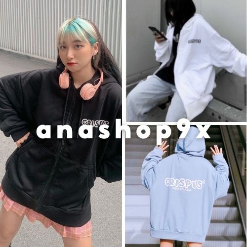 Áo hoodie ulzzang dây kéo form rộng thời trang unisex ANASHOP9X
