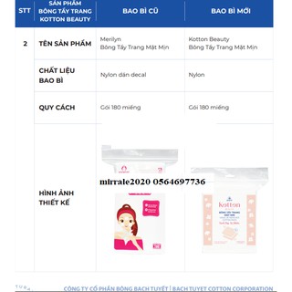 Bông tẩy trang Merilynn bề mặt mịn 180M - Bông Bạch Tuyết.