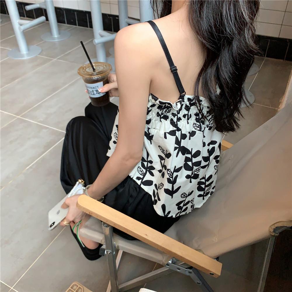 Áo Hai Dây In Họa Tiết Hoa Nhí Xinh Xắn Thời Trang Phong Cách Retro Cho Nữ