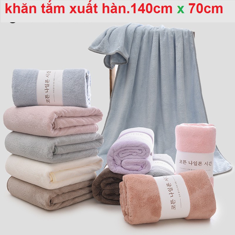 Khăn tắm xuất nhật 2 lớp cỡ lớn kích thước 70x140cm, khăn tuyết nhung thấm hút tốt 2 mặt hàng loại 1