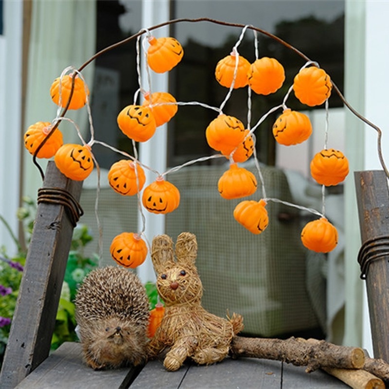 Dây Đèn LED 1M 10 Bóng Hình Quả Bí Ngô Trang Trí Halloween