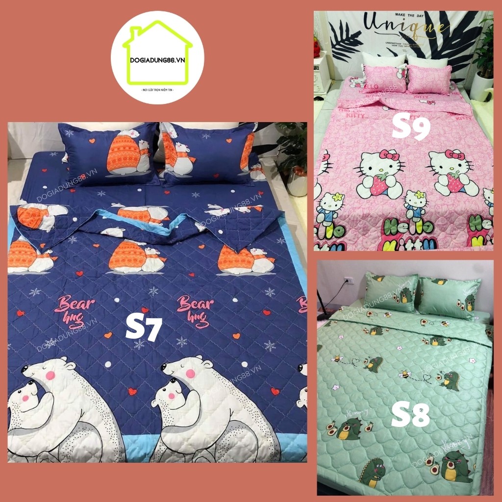 Set ga gối Cotton Poly họa tiết đáng yêu - Hàng đẹp không bai xù Inbox chọn mẫu