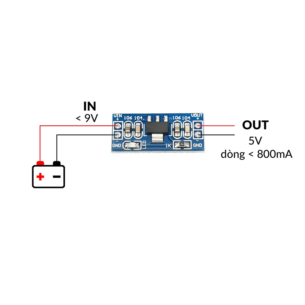 Mạch Giảm Áp 5V AMS1117 dòng nhỏ thích hợp làm nguồn cho vi điều khiển