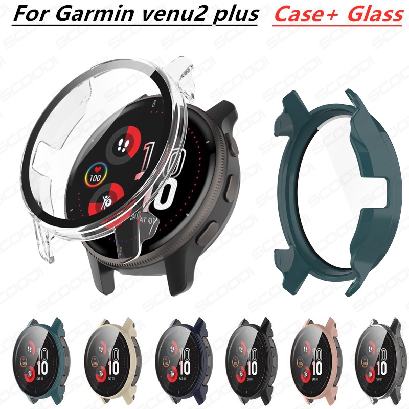 Ốp Bảo Vệ Toàn Diện Bằng PC Cứng + Kính Cường Lực Cho Garmin Venu 2 Plus Venu2 Plus