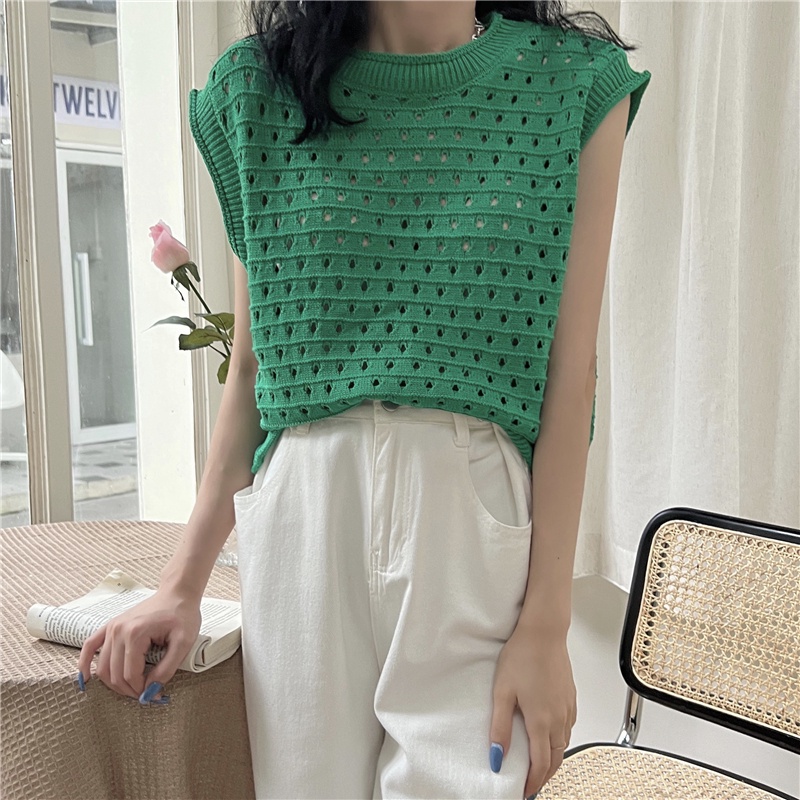 Áo ba lỗ XIAOZHAINV đan len phong cách retro Hàn Quốc 8 màu thời trang cho nữ