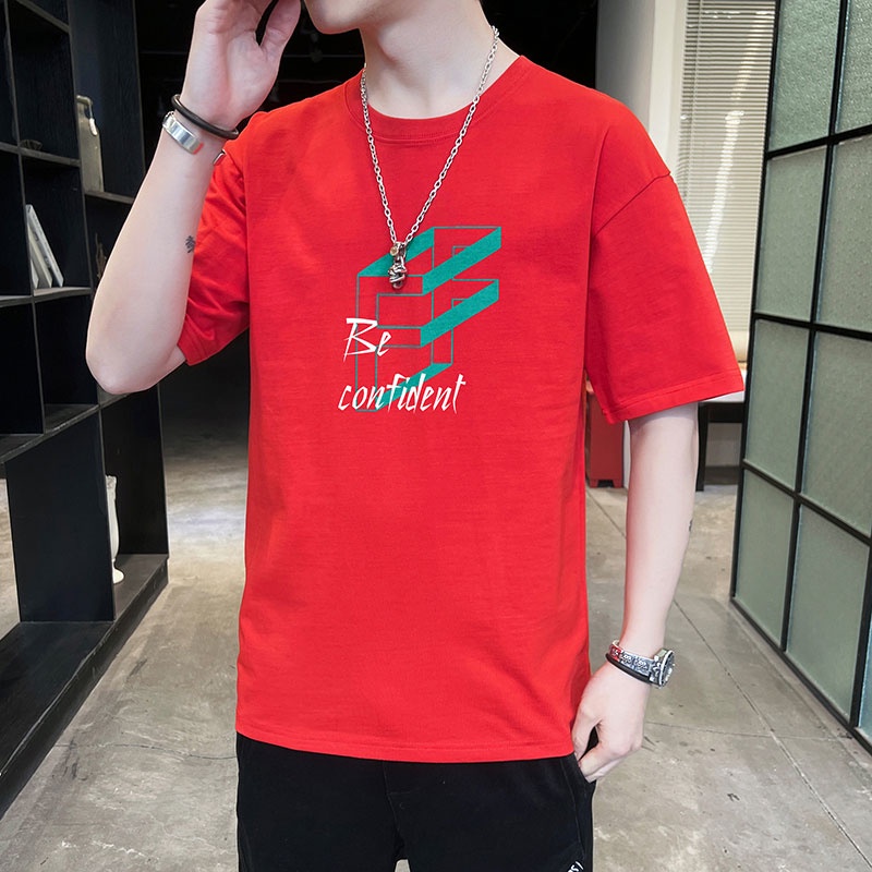 Áo Thun Tay Ngắn Cổ Tròn Vải Cotton Mỏng In Họa Tiết Thời Trang Mùa Hè Cho Nam