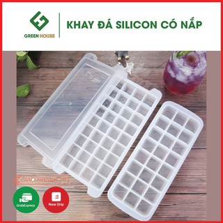 Khay đá silicon 24 viên có nắp đậy cao cấp, khay làm đá tủ lạnh, làm đồ ăn dặm cho bé, an toàn sức khỏe
