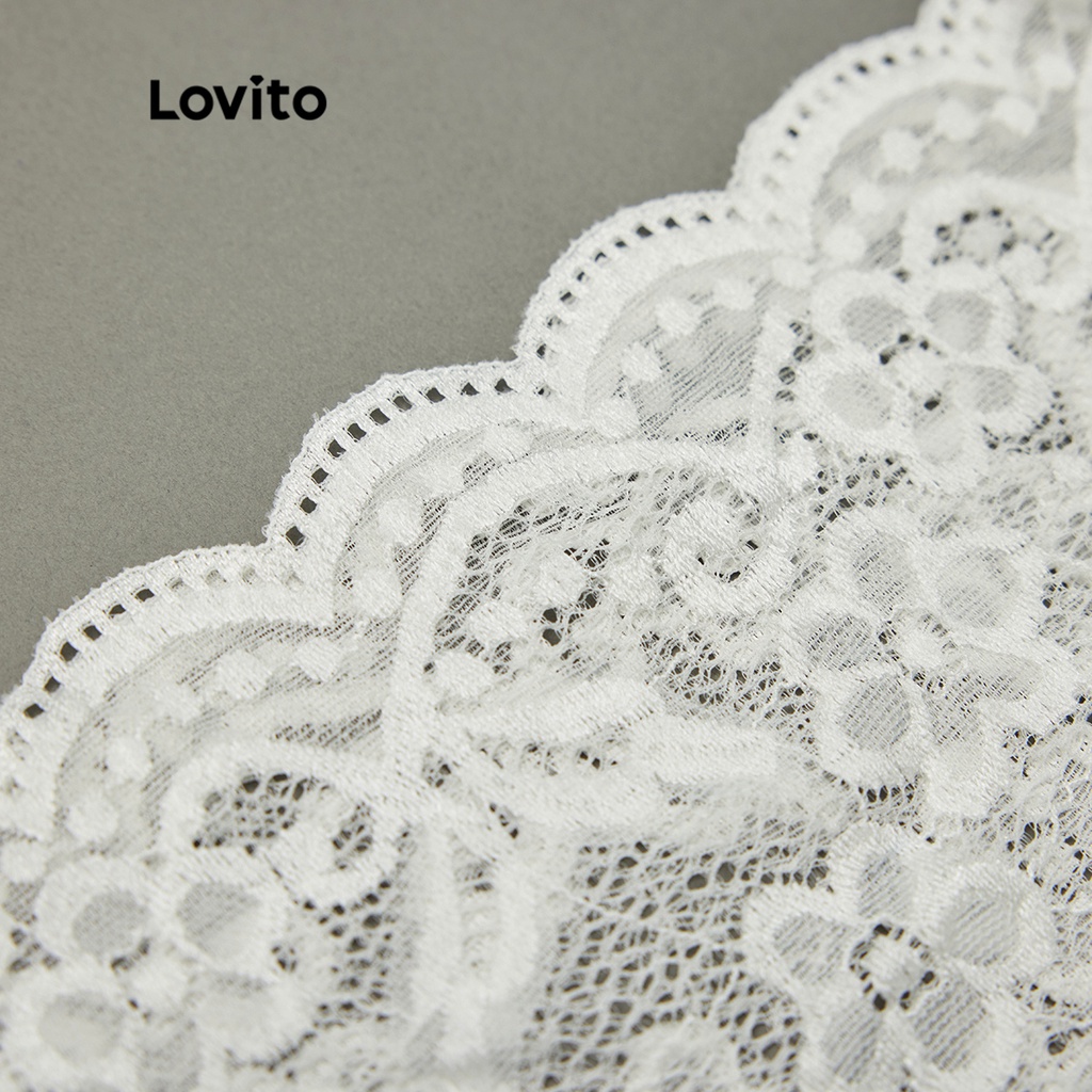 Lovito Bộ quần áo ren cổ chữ V gợi cảm L12058 | BigBuy360 - bigbuy360.vn