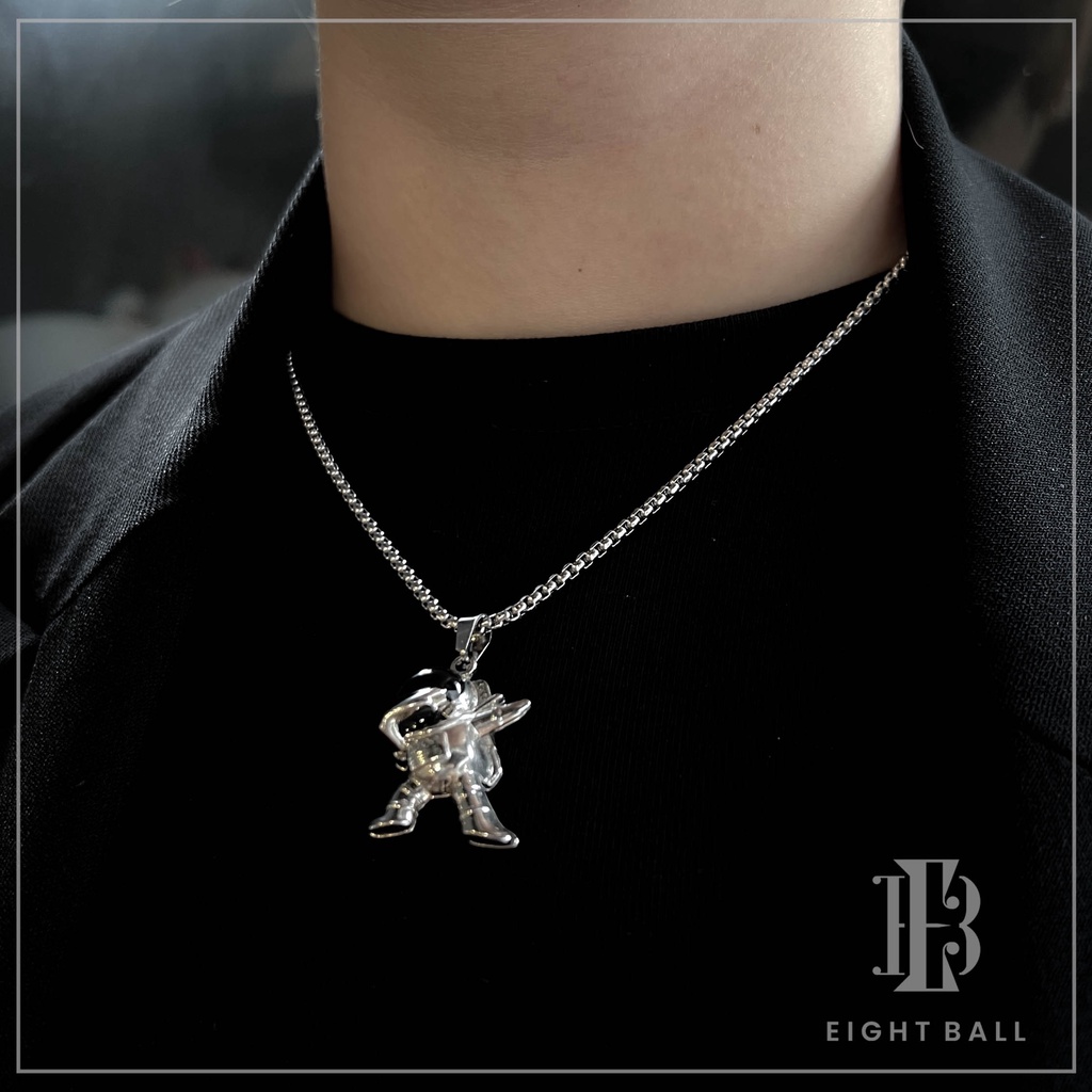 Dây Chuyền Bạc Mặt Hình Phi Hành Gia Phong Cách Hip Hop Kiểu Hàn Quốc Thời Trang Cá Tính