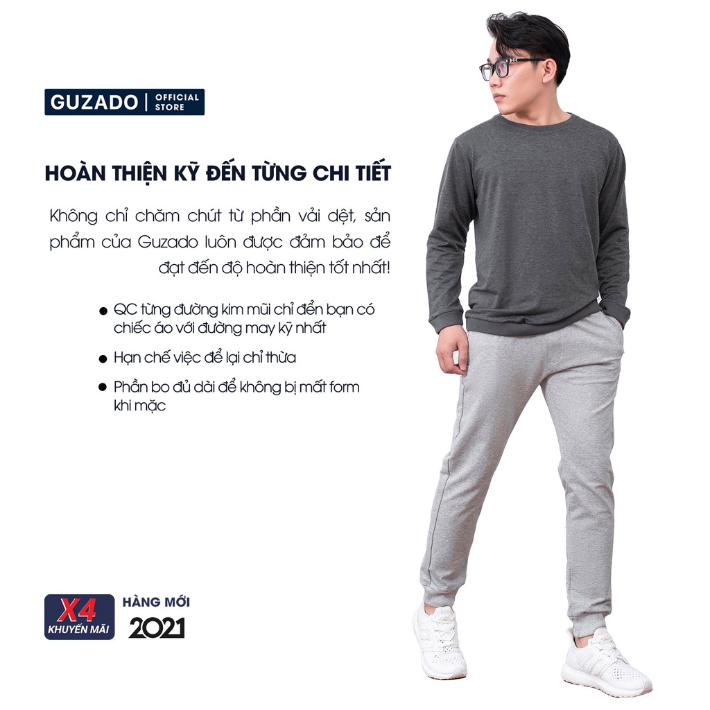 Áo Nỉ Nam Guzado, Cổ tròn, Chất cotton cao cấp,Vải trơn,Co Giãn Thoải mái,Trẻ Trung Năng Động,Form Regular Fit GTD2118 | BigBuy360 - bigbuy360.vn