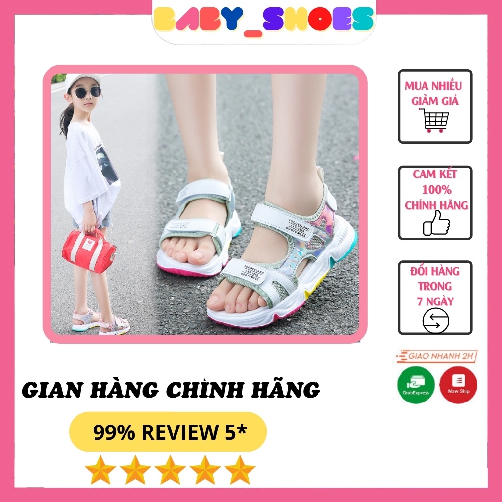 Giày Sandal Bé Gái Đi Học, Giày Bitis bé gái Đế Cầu Vồng Siêu Nhẹ Cao Cấp SD05